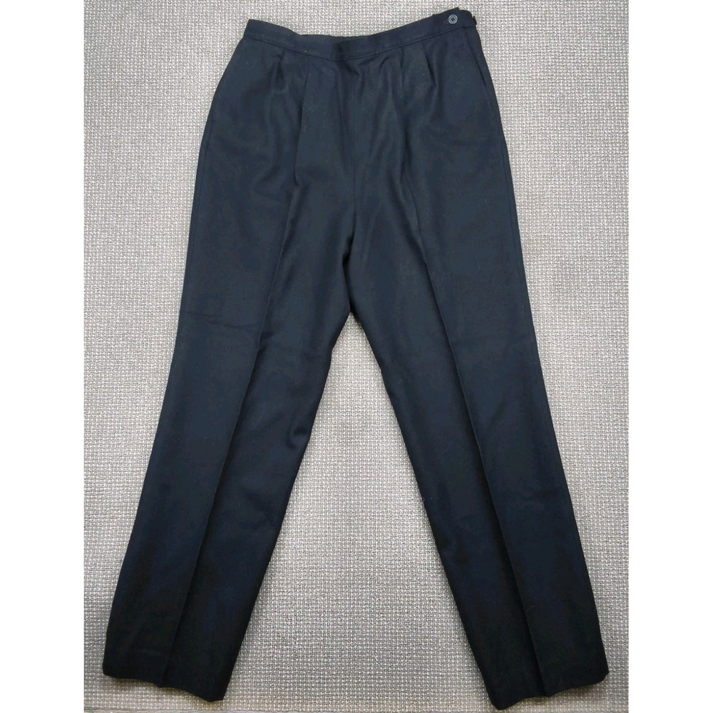 Vtg Womens Pendleton 100% Virgin Wool Pleated Trousers Black Pants Made in USA